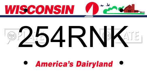 254RNK Wisconsin License Plate