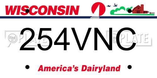254VNC Wisconsin License Plate