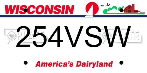 254VSW Wisconsin License Plate