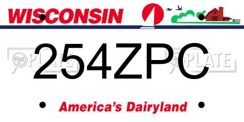 254ZPC Wisconsin License Plate