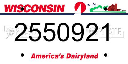 2550921 Wisconsin License Plate