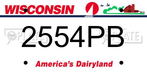 2554PB Wisconsin License Plate