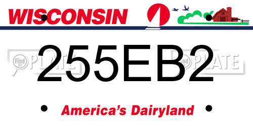 255EB2 Wisconsin License Plate
