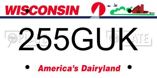 255GUK Wisconsin License Plate