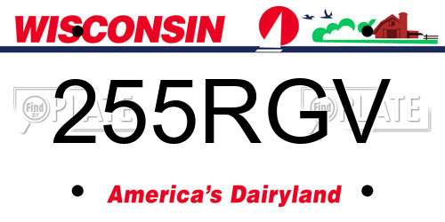 255RGV Wisconsin License Plate