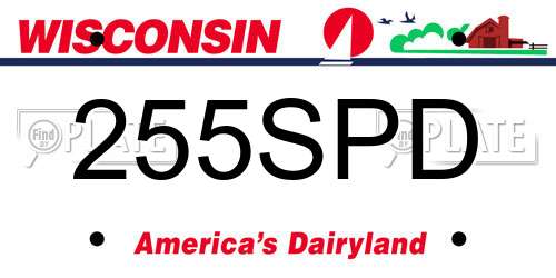 255SPD Wisconsin License Plate