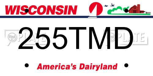 255TMD Wisconsin License Plate