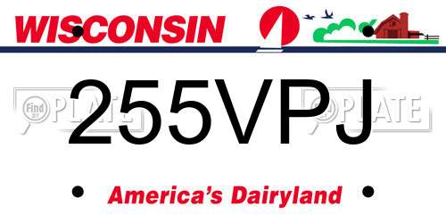255VPJ Wisconsin License Plate