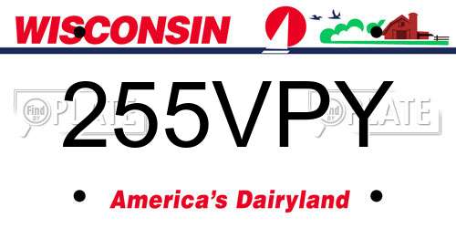 255VPY Wisconsin License Plate