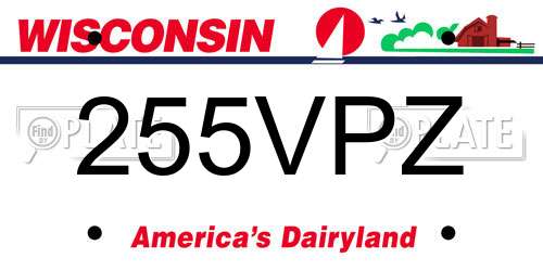 255VPZ Wisconsin License Plate