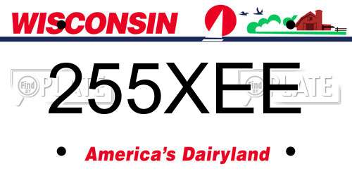 255XEE Wisconsin License Plate