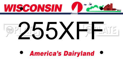 255XFF Wisconsin License Plate