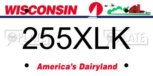 255XLK Wisconsin License Plate