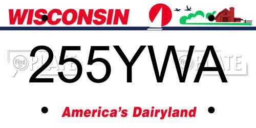 255YWA Wisconsin License Plate