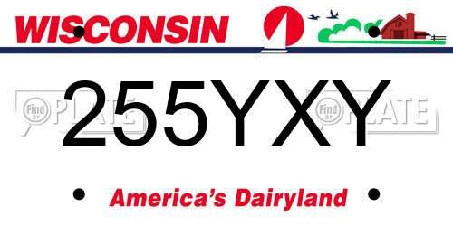 255YXY Wisconsin License Plate