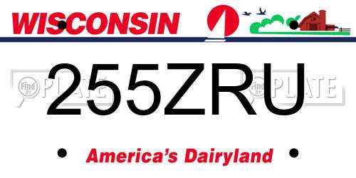 255ZRU Wisconsin License Plate