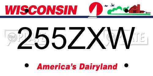 255ZXW Wisconsin License Plate