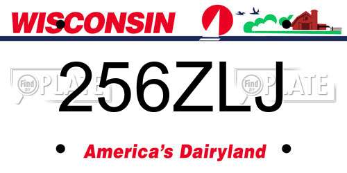 256ZLJ Wisconsin License Plate