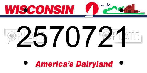 2570721 Wisconsin License Plate