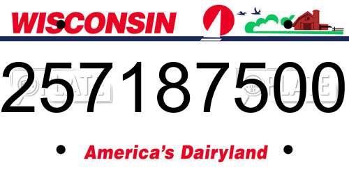 257187500 Wisconsin License Plate