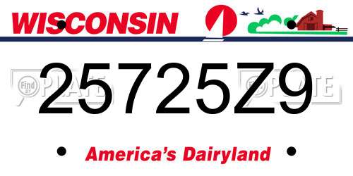 25725Z9 Wisconsin License Plate