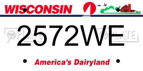 2572WE Wisconsin License Plate