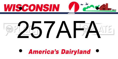 257AFA Wisconsin License Plate