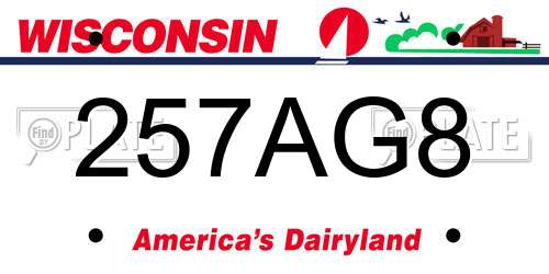 257AG8 Wisconsin License Plate