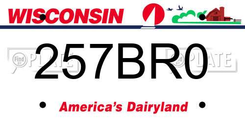 257BR0 Wisconsin License Plate