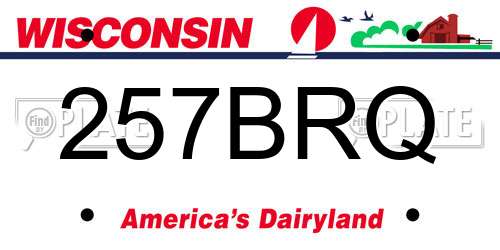 257BRQ Wisconsin License Plate