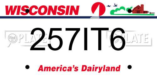 257IT6 Wisconsin License Plate