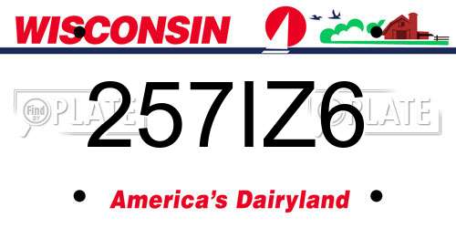 257IZ6 Wisconsin License Plate