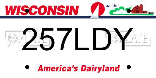 257LDY Wisconsin License Plate