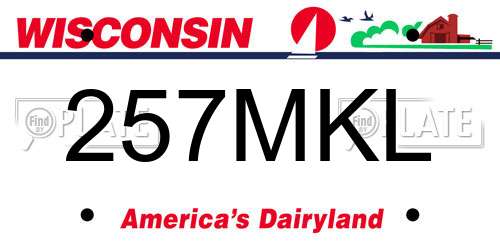 257MKL Wisconsin License Plate