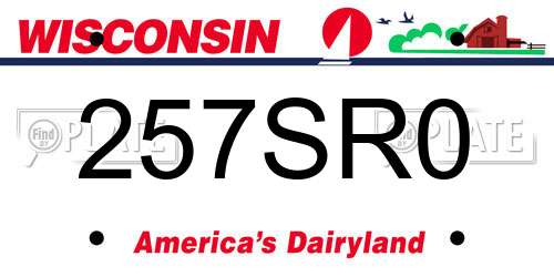 257SR0 Wisconsin License Plate