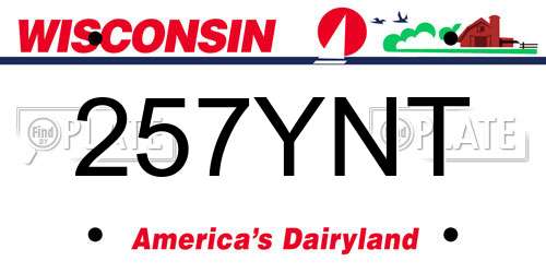 257YNT Wisconsin License Plate