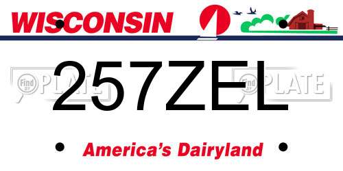 257ZEL Wisconsin License Plate
