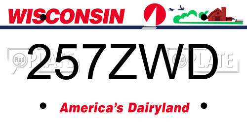 257ZWD Wisconsin License Plate