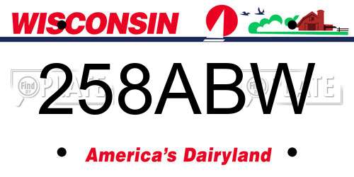258ABW Wisconsin License Plate