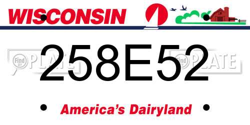 258E52 Wisconsin License Plate