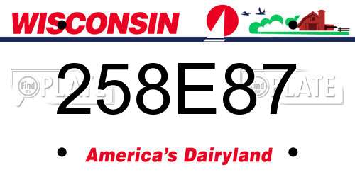 258E87 Wisconsin License Plate