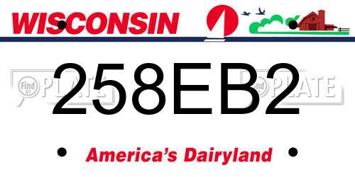 258EB2 Wisconsin License Plate