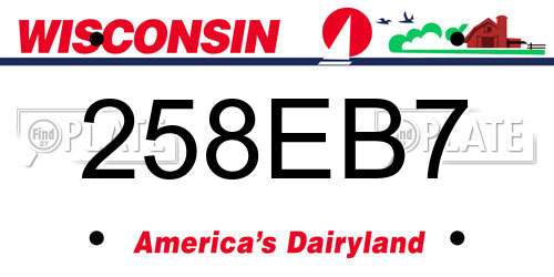 258EB7 Wisconsin License Plate