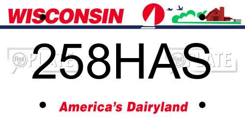 258HAS Wisconsin License Plate