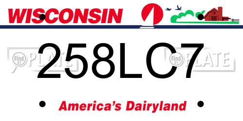 258LC7 Wisconsin License Plate