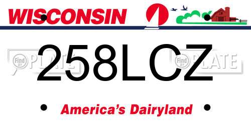 258LCZ Wisconsin License Plate