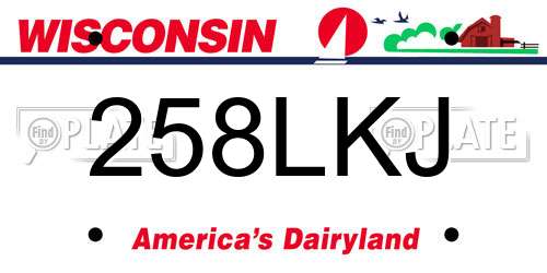 258LKJ Wisconsin License Plate
