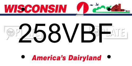 258VBF Wisconsin License Plate