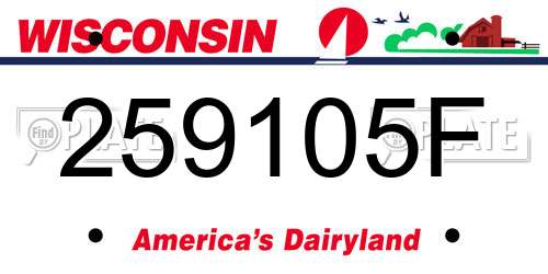 259105F Wisconsin License Plate