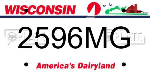 2596MG Wisconsin License Plate